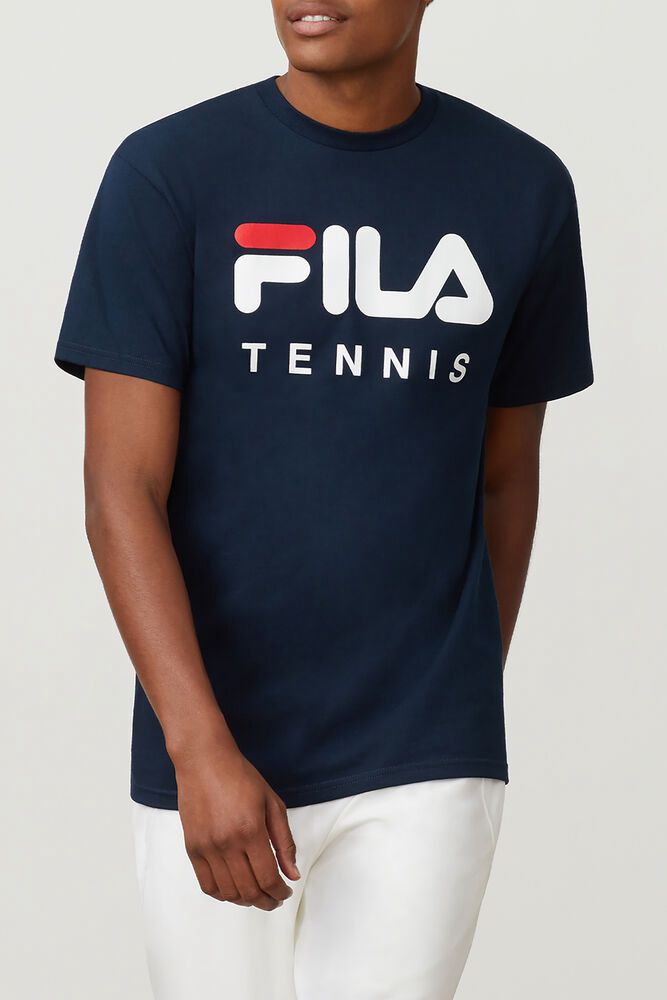 Fila Tennis Navy T-Shirt Mens - NZ 10897-JOVR